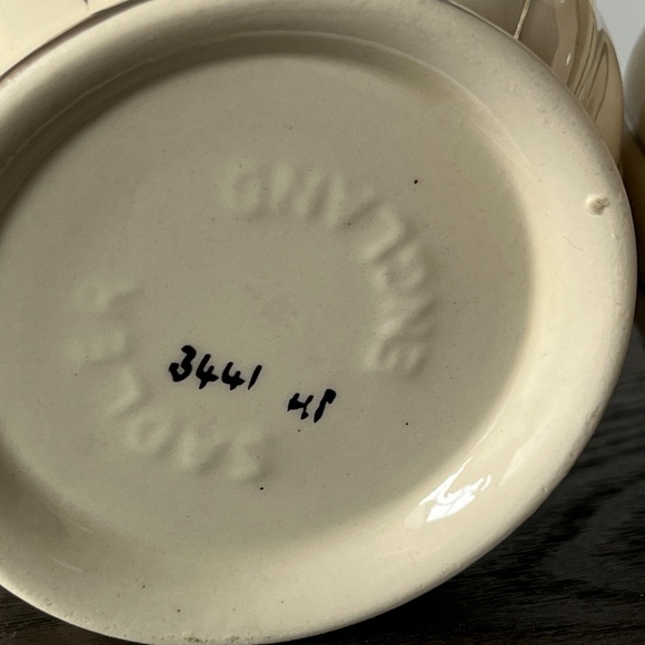 Sadler England creamer & sugar bowl in ivory & silver, Vintage. - Picture 6 of 11